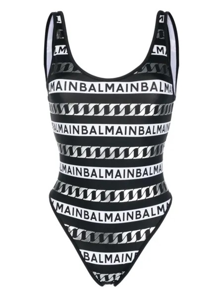 Balmain купальник с логотипом и открытой спиной, черный