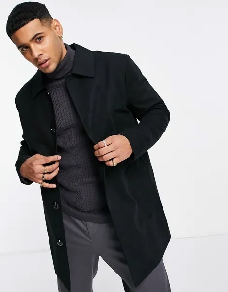 Черный непромокаемый однобортный тренч ASOS DESIGN-Черный цвет