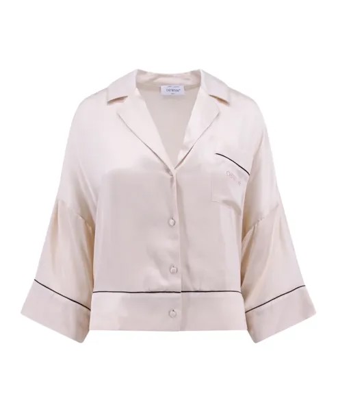 Укороченная рубашка с воротником для боулинга Off White, бежевый