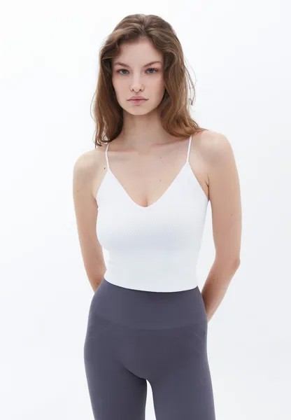 Топ V-NECK SEAMLESS CROP SINGLET OXXO, цвет white