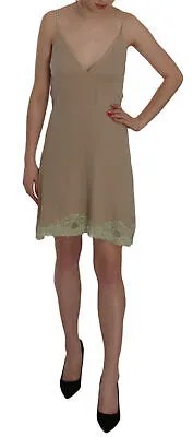Платье PINK MEMORIES, хлопковое, бежевое, кружевное, на тонких бретелях, Mini IT46/US12/XL. Рекомендуемая розничная цена: 300 долларов США.
