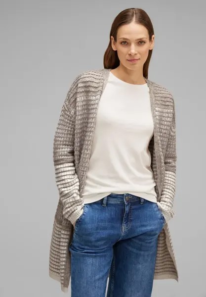 Длинный кардиган STREET ONE трикотажной структуры, цвет Whisper Mocca Melange