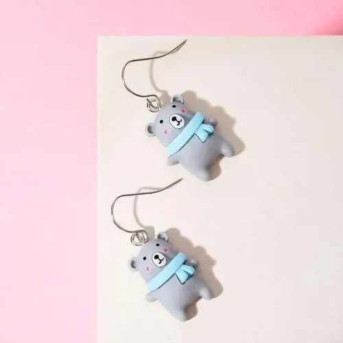 Серьги клипсы Выбражулька, пластик, эмаль, голубой