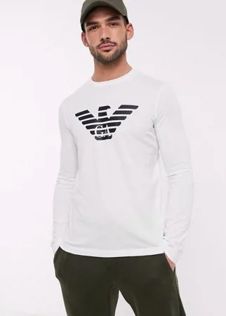 Белый лонгслив с логотипом Emporio Armani