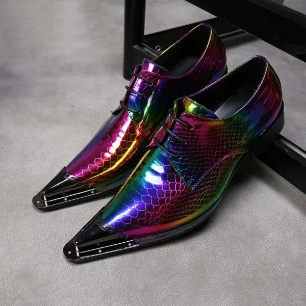 Mikishyda новые лазерные разноцветные мужские туфли-оксфорды, реальная кожа, шнуровка, строгие туфли, Мужские броги