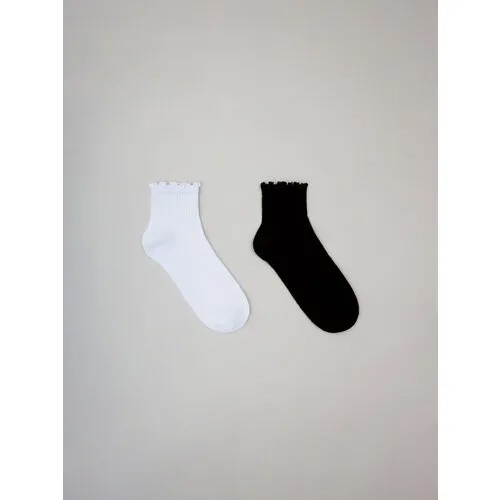 Носки Sela 2 пары, размер 32/34, черный, белый