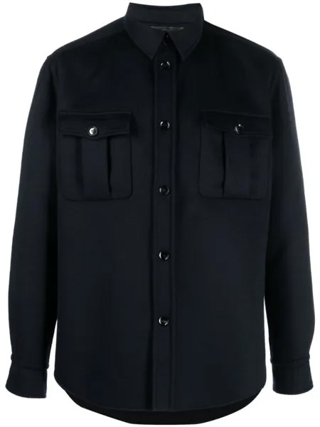 Brioni куртка-рубашка на пуговицах, синий