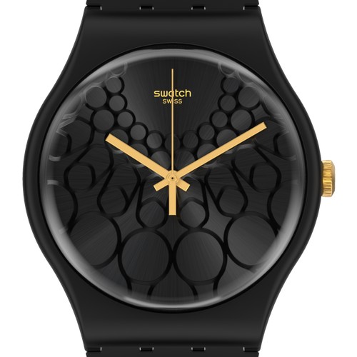 Наручные часы swatch Наручные часы SWATCH IBTIKAR (INNOVATION) SUOZ328, золотой, черный