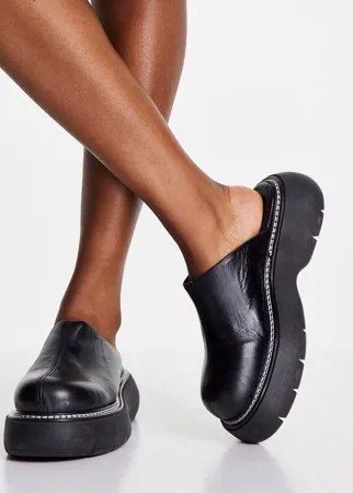 Черные кожаные мюли на массивной подошве Topshop Lana-Черный цвет