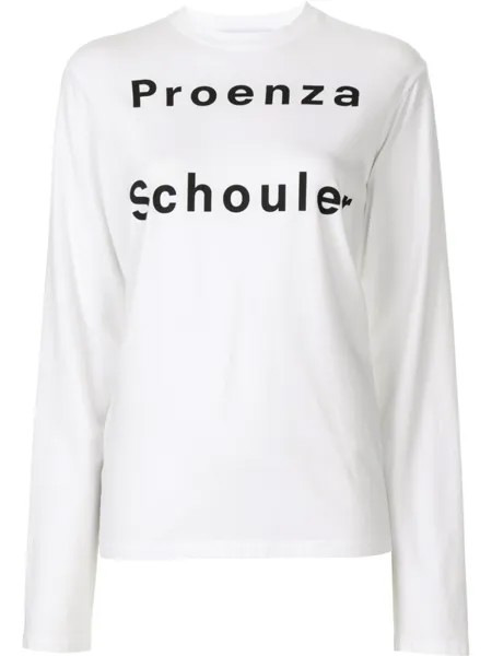 Proenza Schouler White Label футболка с длинными рукавами и логотипом, белый