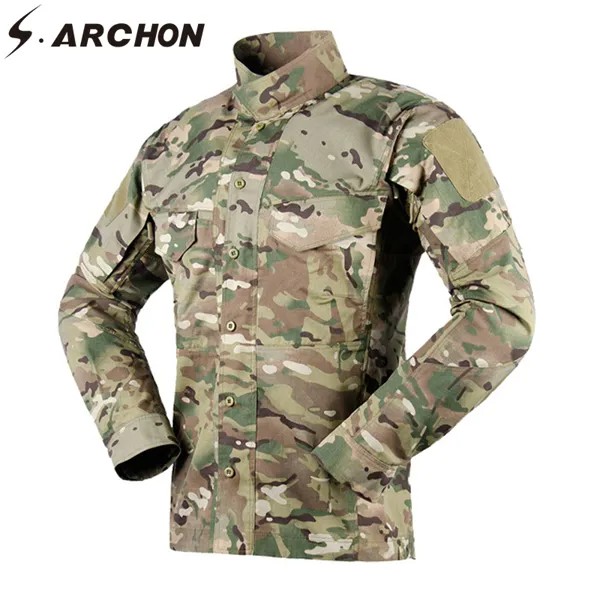 Мужская Военная тактическая рубашка S.ARCHON, дышащая быстросохнущая сетчатая камуфляжная армейская рубашка в стиле милитари, повседневные мо...