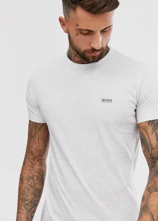 Серая меланжевая футболка с логотипом на груди и спине BOSS Athleisure-Серый