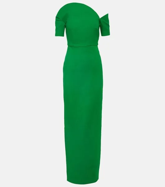 Платье из шерсти и шелка ROLAND MOURET, зеленый
