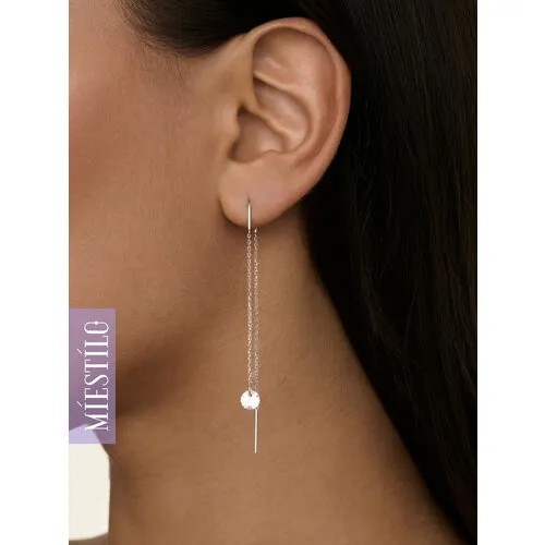 Серьги цепочки MIESTILO, серебро, 925 проба, родирование, фианит, , серебро