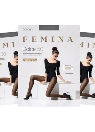 Женские матовые колготки Femina, Dolce 50 den из микрофибры, набор 3 шт., дымчатый, размер 3