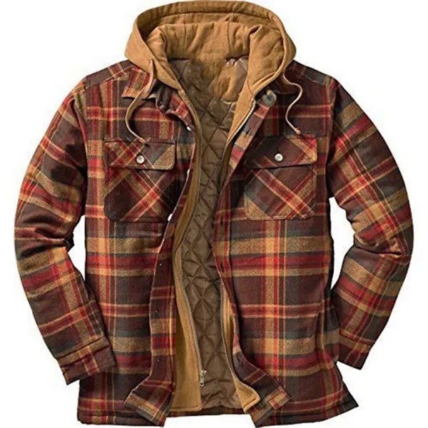 Мужская теплая клетчатая куртка с капюшоном, мягкая Peacoat, клетчатая верхняя одежда, пальто, мешковатые парки, толстые зимние размеры 9 цветов