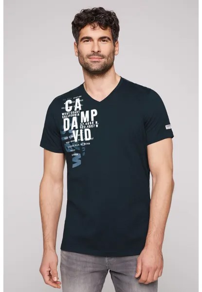 Футболка с принтом MIT V-NECK UND LABEL Camp David, цвет blue navy