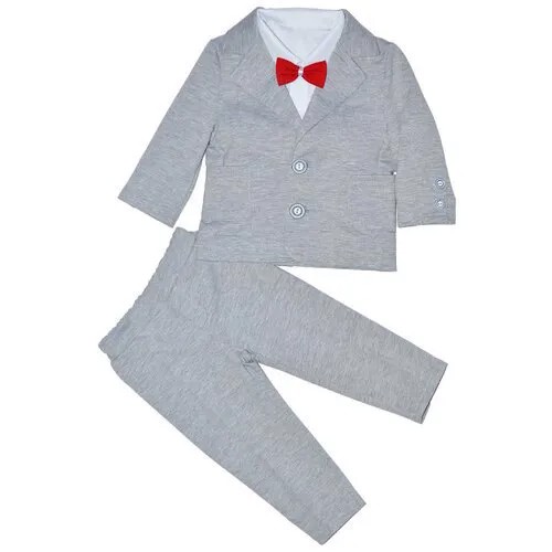Комплект одежды  Chadolls для мальчиков, пиджак и брюки и рубашка и галстук, нарядный стиль, пояс на резинке, карманы, серый