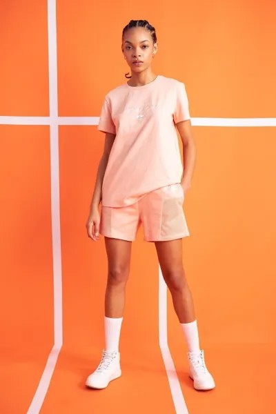 Спортивные шорты стандартной посадки из тонкой ткани из хлопка DeFacto, розовый