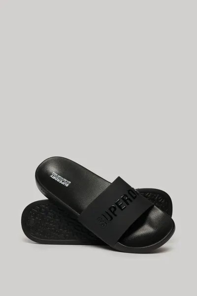 Веганские шлепанцы для бассейна с логотипом Superdry, черный