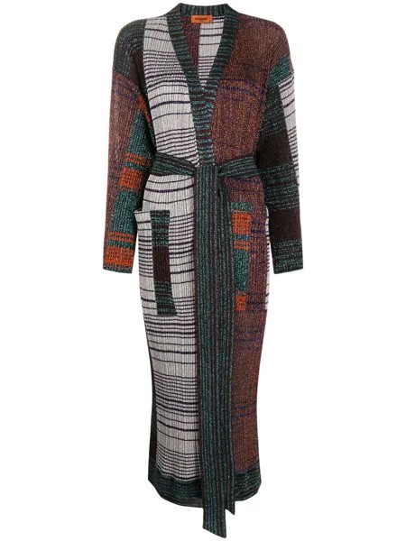 Missoni пальто в стиле колор-блок с поясом