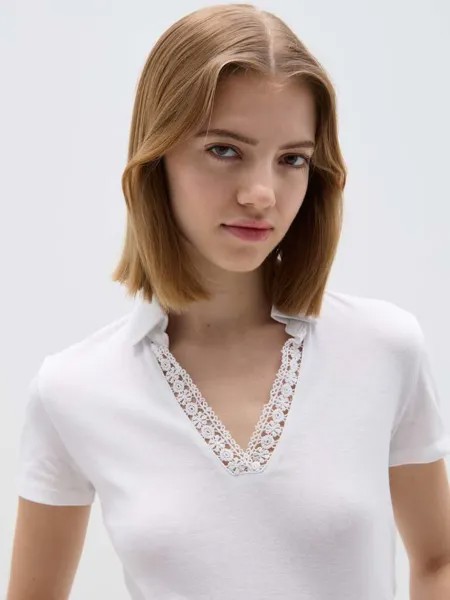 Футболка-Поло со вставкой, цвет optical white