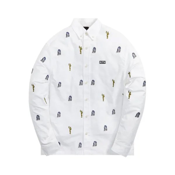 Рубашка Kith For Star Wars Button Down Oxford Shirt 'White', белый