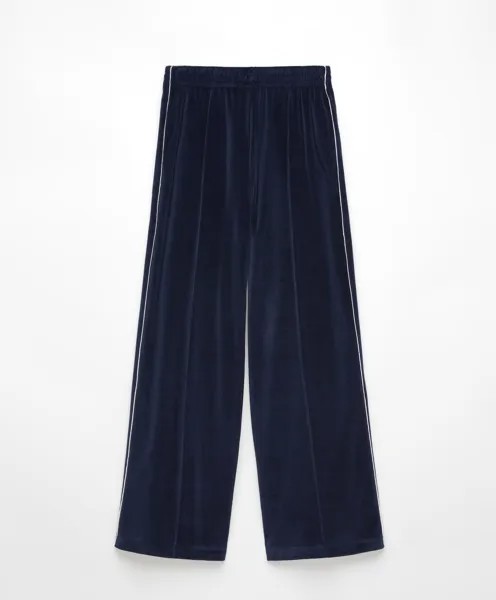 Брюки Oysho Straight-leg Velour, темно-синий