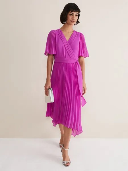 Плиссированное платье миди Phase Eight Kendall, цвет фуксия