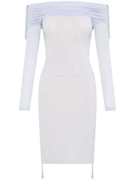 Dion Lee платье мини с открытыми плечами и сборками, синий