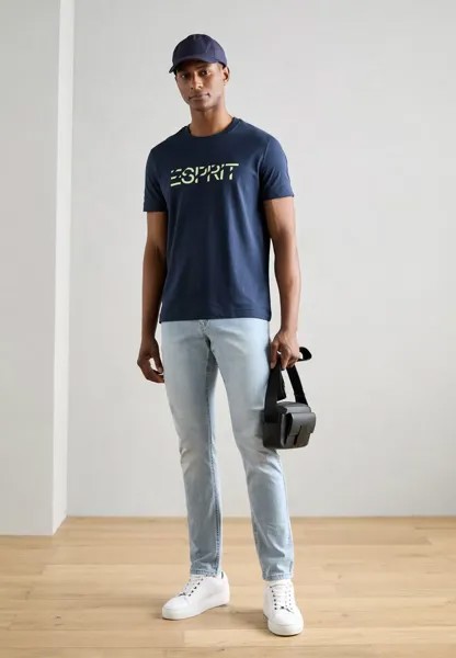 Футболки с принтом TEE Esprit, темно-синий
