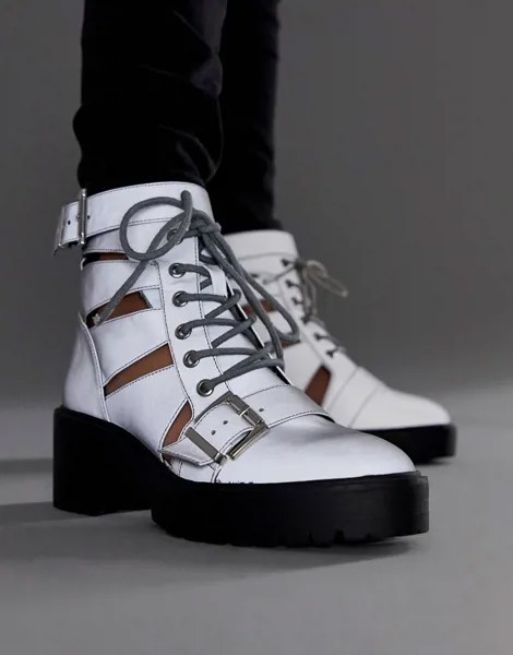 Массивные ботинки с вырезами ASOS DESIGN Rion-Серебряный