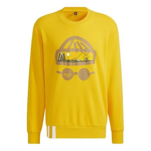 Толстовка Men's adidas neo Funny Printing Round Neck Sports Pullover Yellow, желтый