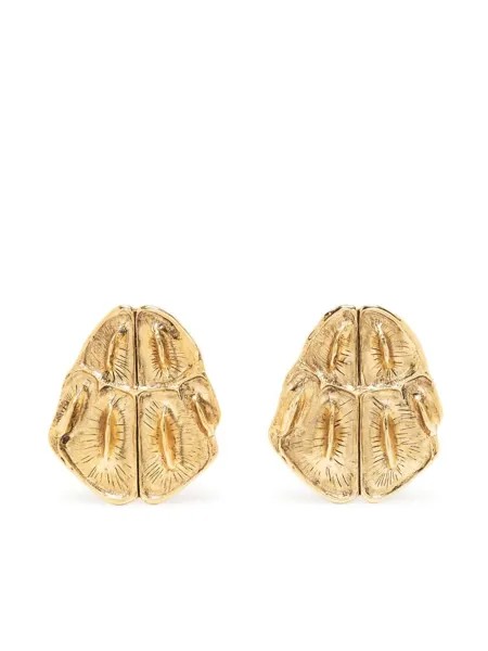 Yves Saint Laurent Pre-Owned позолоченные серьги Croco Rive Gauche