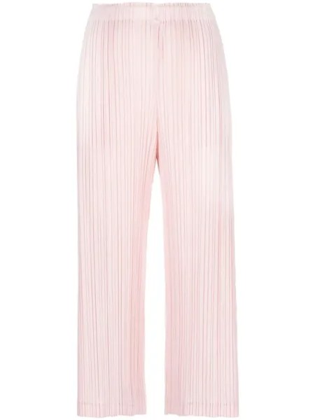 Pleats Please Issey Miyake укороченные брюки Ramie Pleats, розовый