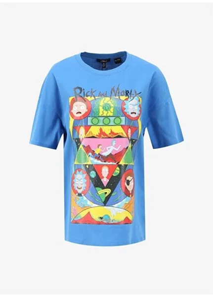 Женская футболка M1610941-70772 RICK AND MORTY ПРИНТ Mavi