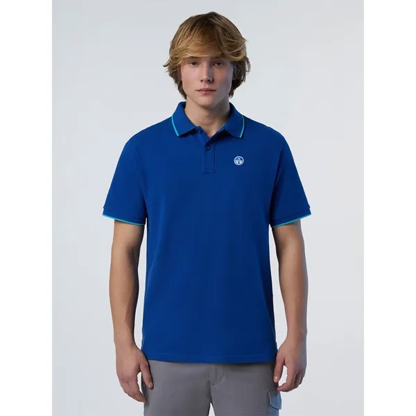 Поло North Sails Collar W Striped In Contrast, синий