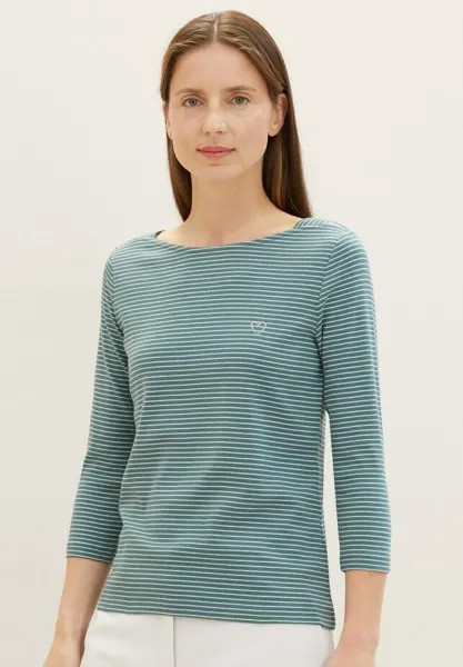 Рубашка с длинным рукавом TOM TAILOR, цвет green offwhite stripes