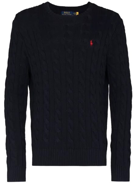 Polo Ralph Lauren вязаный джемпер с вышитым логотипом, синий