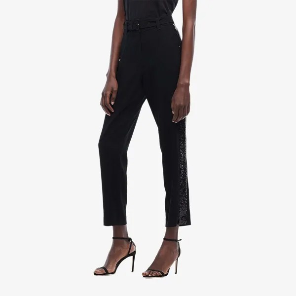 Брюки Derek Lam 10 Crosby, Straight Leg Trousers w/ Sequin Tuxedo Stripe