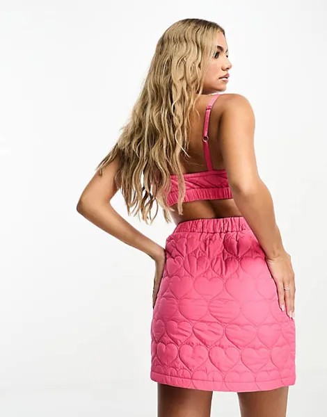 Розовая стеганая мини-юбка потертого цвета