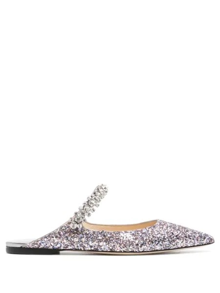 Jimmy Choo мюли Bing с кристаллами, серебристый