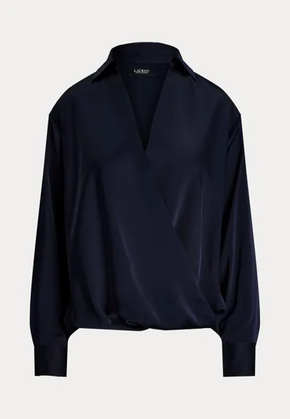 Блуза SATIN CHARMEUSE SURPLICE BLOUSE Ralph Lauren, темно-синий