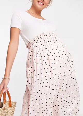 Юбка миди в горошек с карманами ASOS DESIGN Maternity-Разноцветный