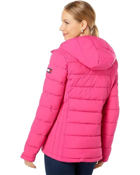 Куртка Tommy Hilfiger Hooded Chevron Quilt Packable Jacket, цвет Beetroot