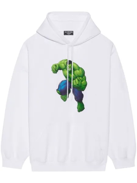 Balenciaga худи с графичным принтом, белый
