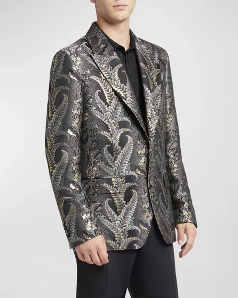 Мужской смокинг с металлизированным папоротником Etro, цвет Grey