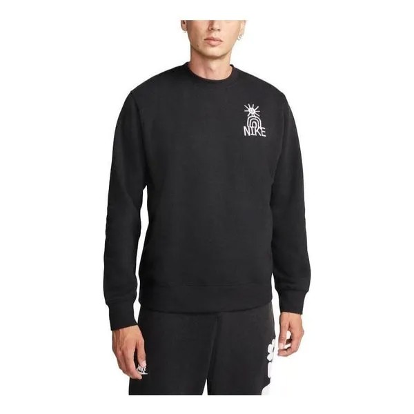 Толстовка Nike Sportswear Fleece Crew Neck Sweatshirt 'Black', черный