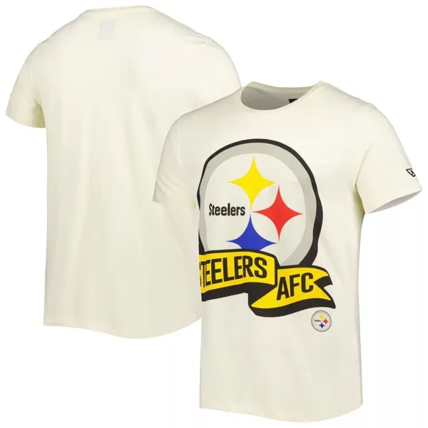 Мужская кремовая футболка New Era Pittsburgh Steelers Sideline Chrome