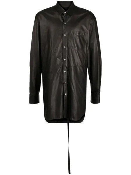Кожаная рубашка с длинными рукавами Ann Demeulemeester, черный